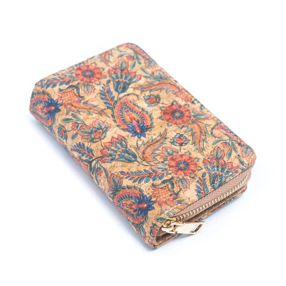 6 Natural Cork card Wallets with Floral Print Patterns (6 Units) HY-024-MIX-6