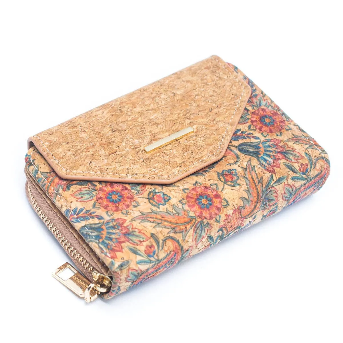 6 Natural Cork card Wallets with Floral Print Patterns (6 Units) HY-024-MIX-6