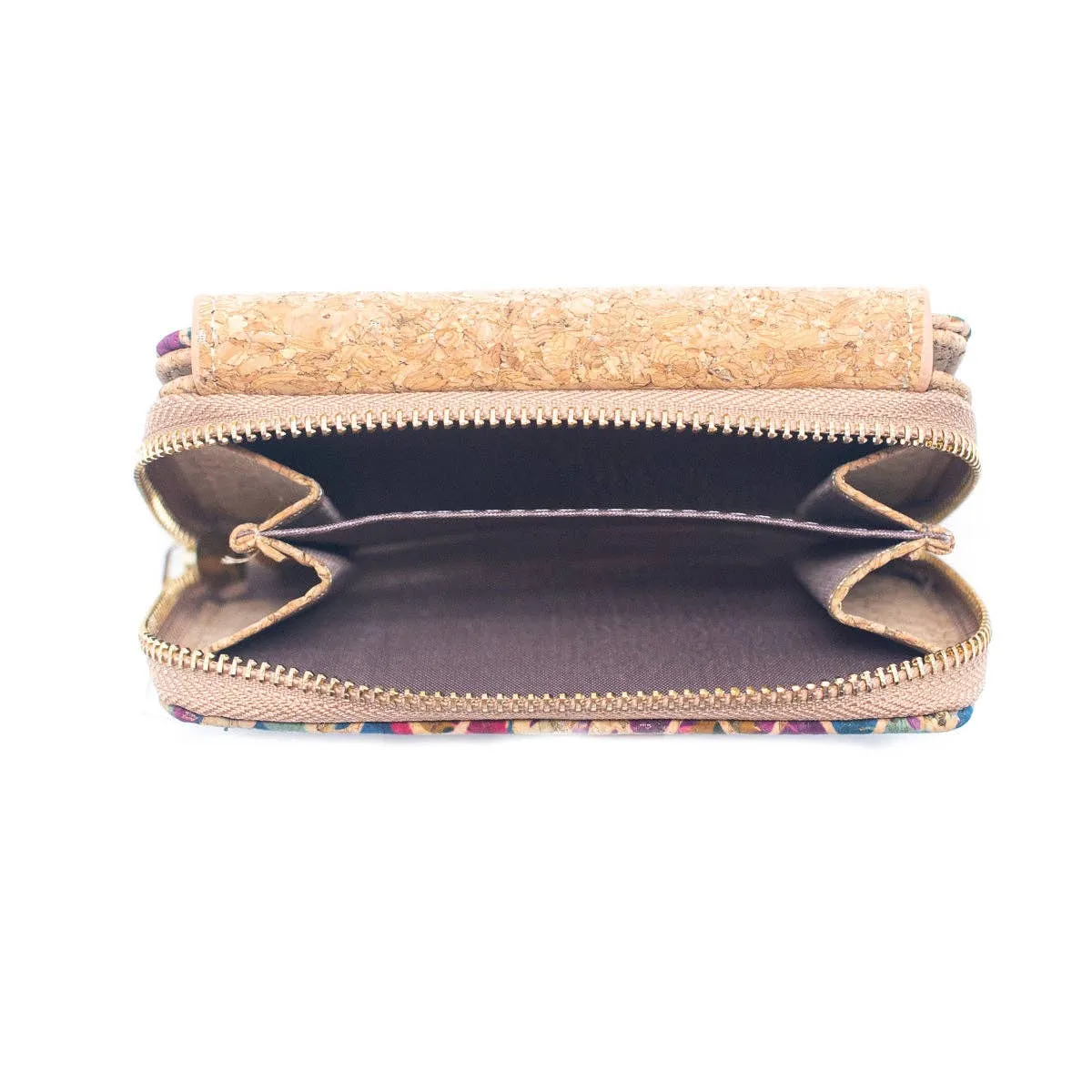 6 Natural Cork card Wallets with Floral Print Patterns (6 Units) HY-024-MIX-6