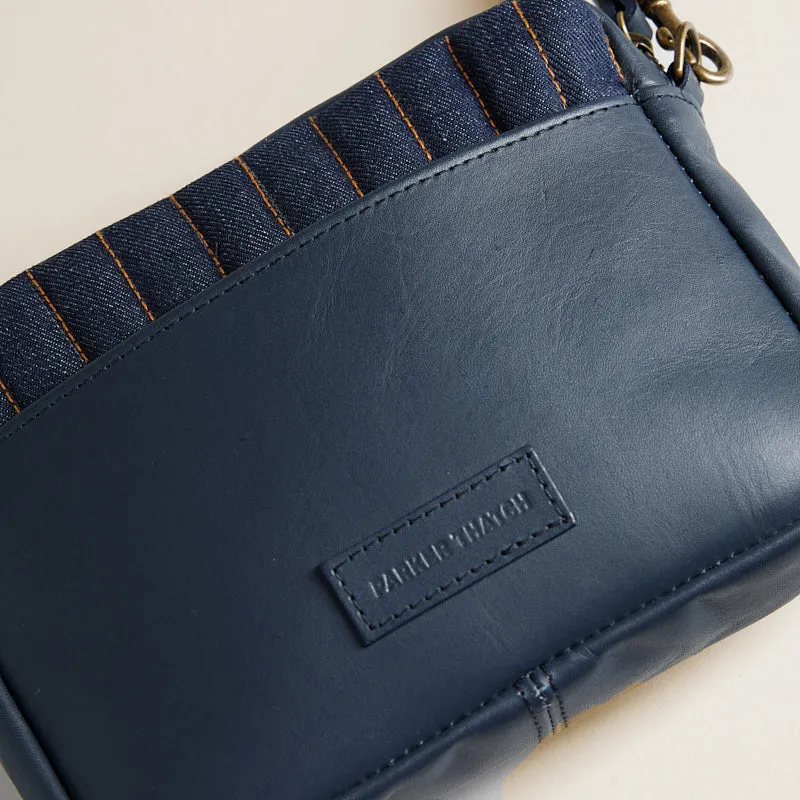 Amelia - Quilted Denim with Navy Leather