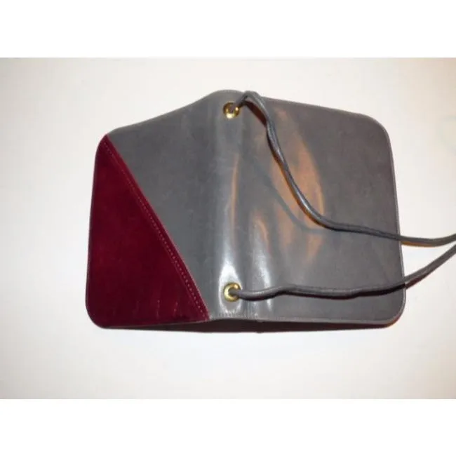Bally Vintage Pursesdesigner Purses Grey And Burgundy Leather Shoulder Bag