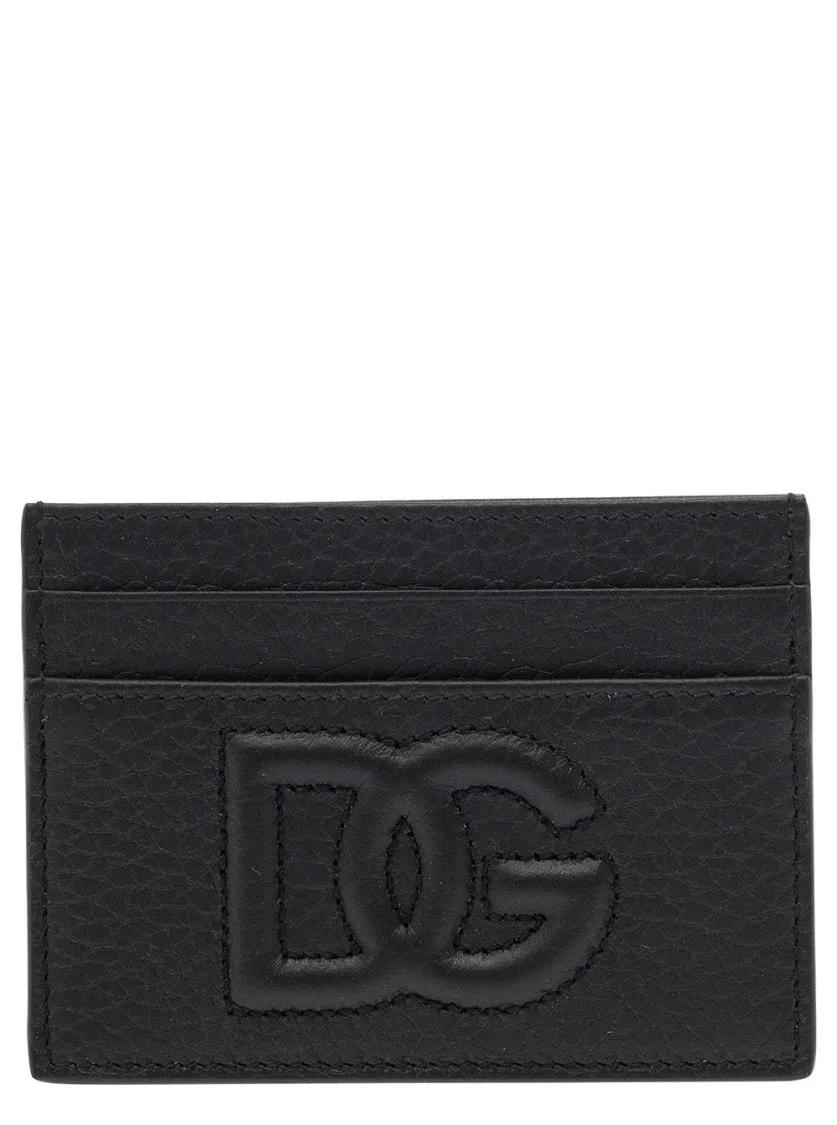 Black Card-Holder With Quilted Logo