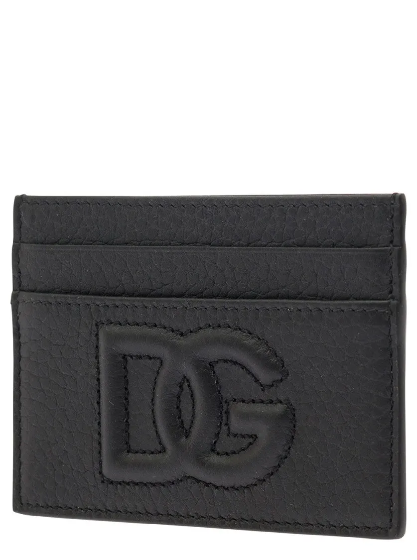 Black Card-Holder With Quilted Logo