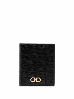 Black Cardholder With Gold-Tone Gancini Logo