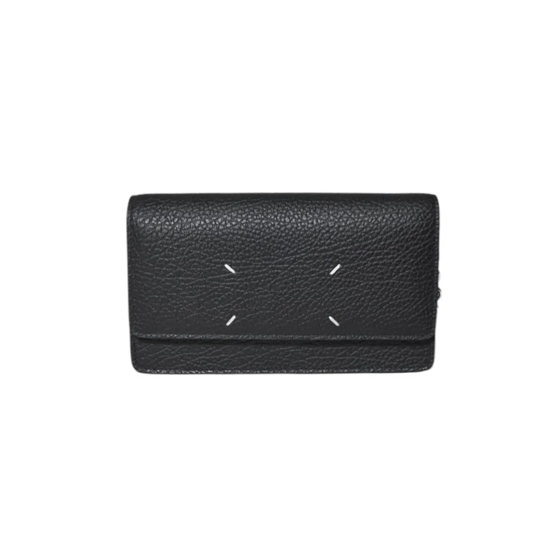 Black Leather Wallet With Silver Chain Strap