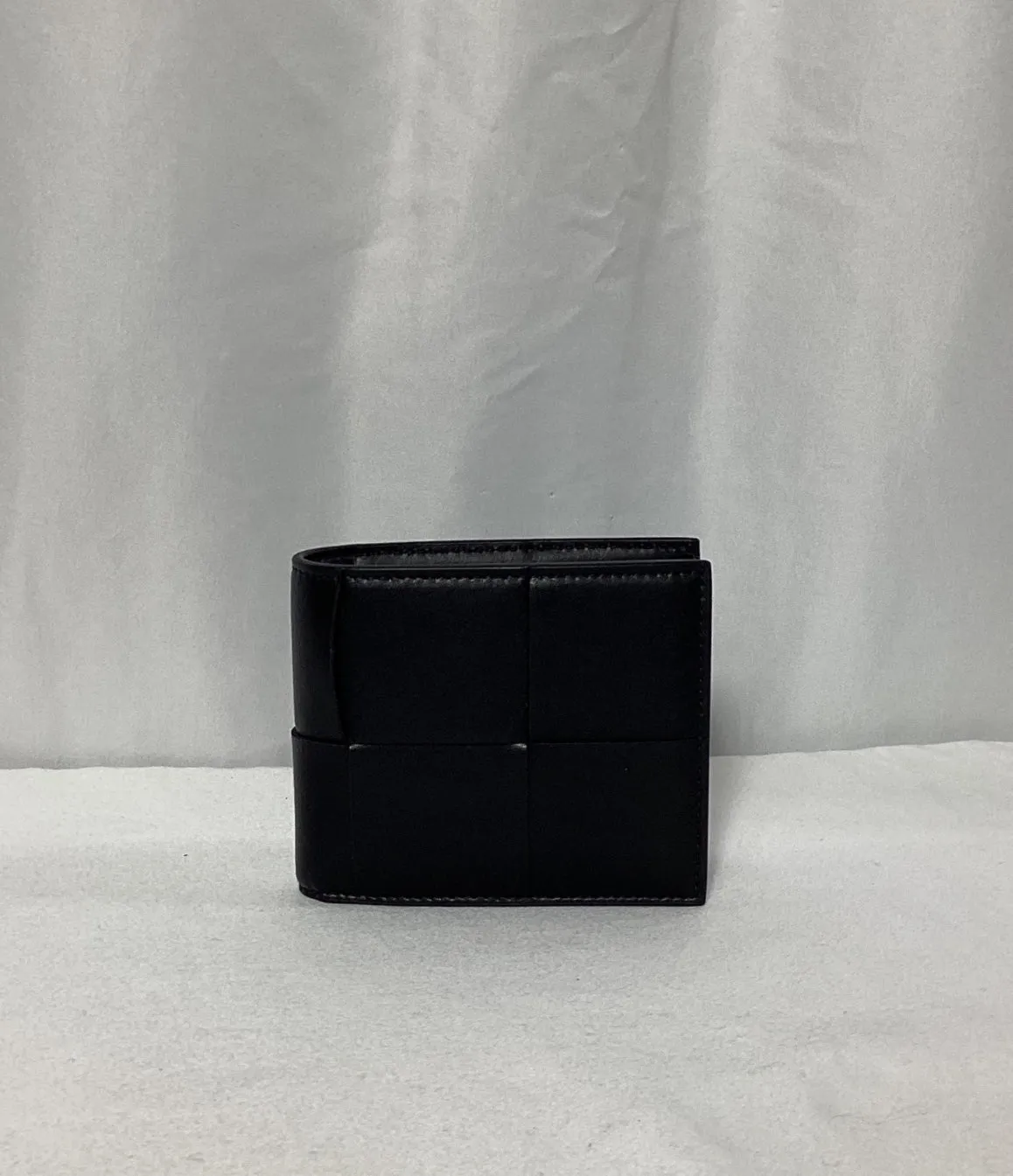 Bottega Veneta Cassette Intrecciato Billfold Wallet in Black Leather