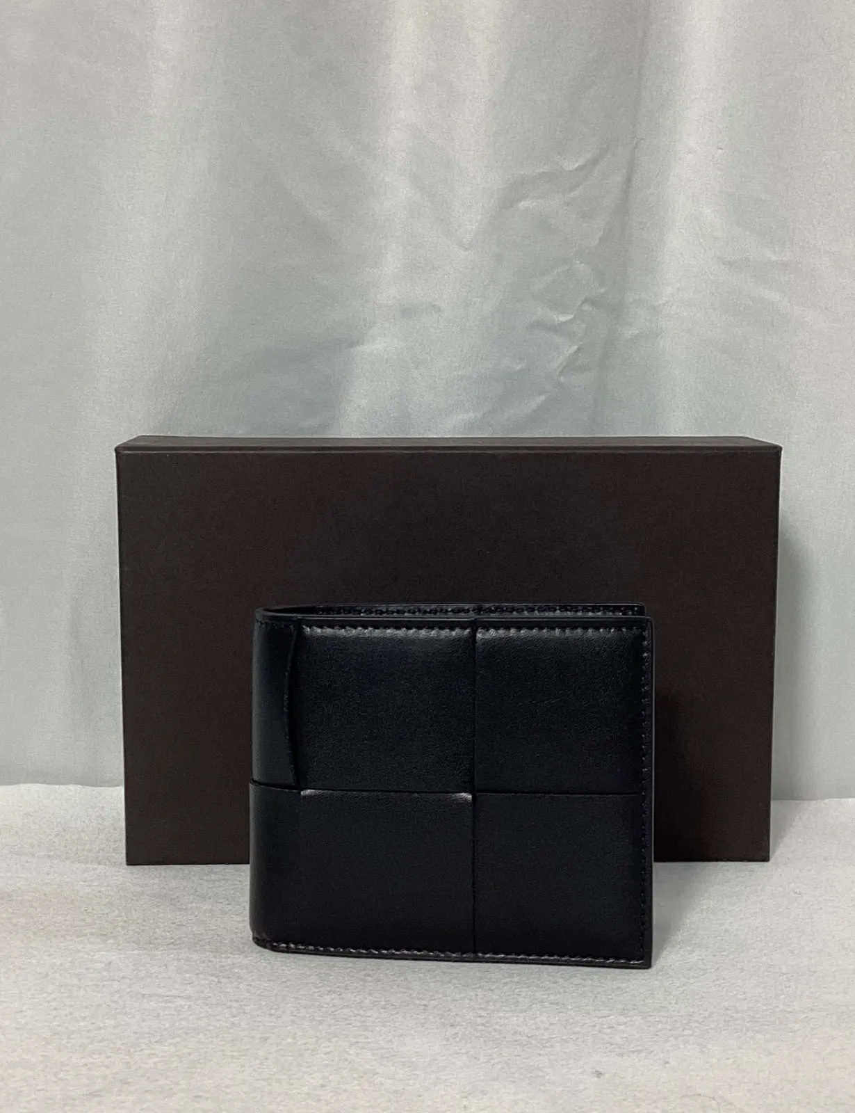 Bottega Veneta Cassette Intrecciato Billfold Wallet in Black Leather