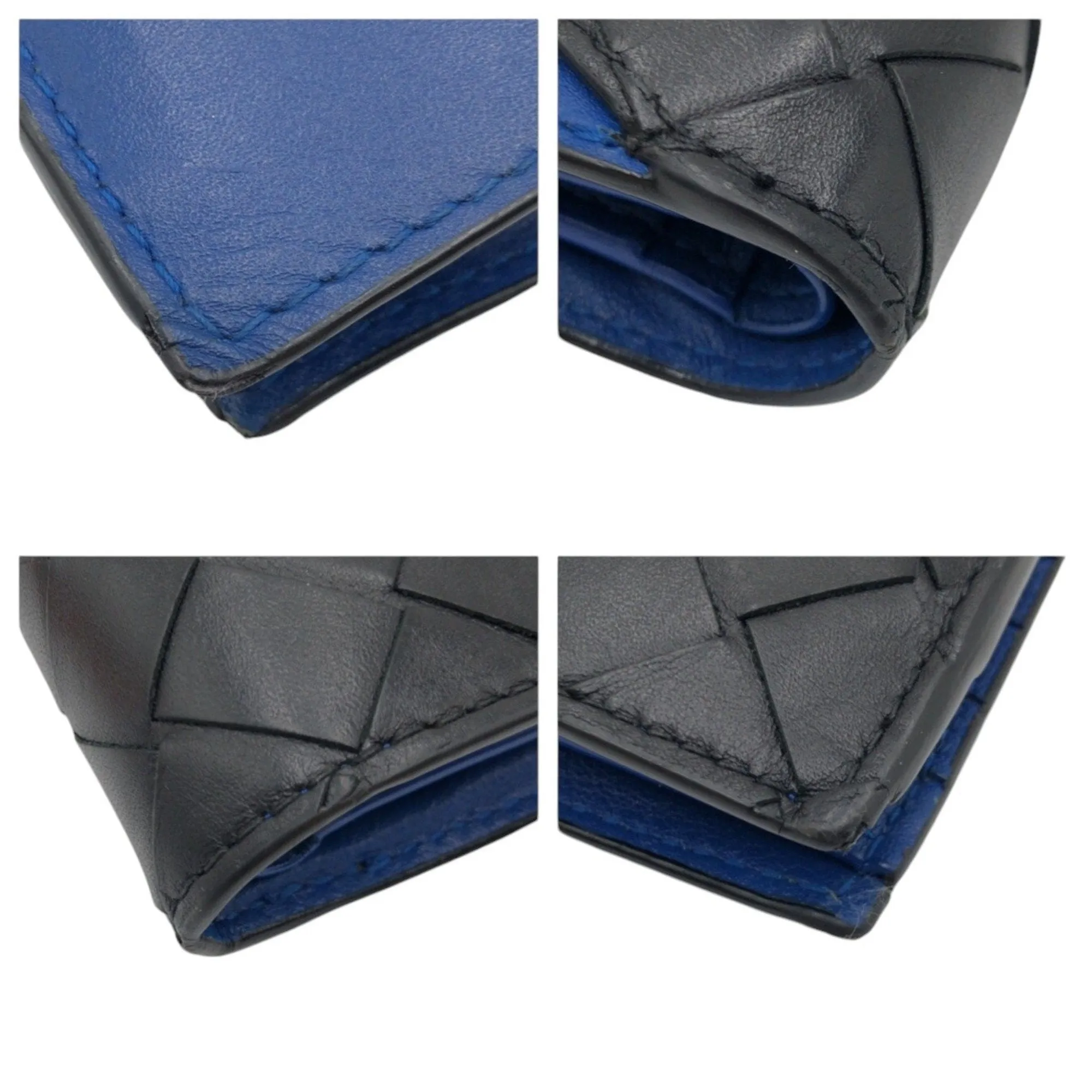 Bottega Veneta Intrecciato blue Leather Wallet (Bi-Fold) (Pre-Owned)