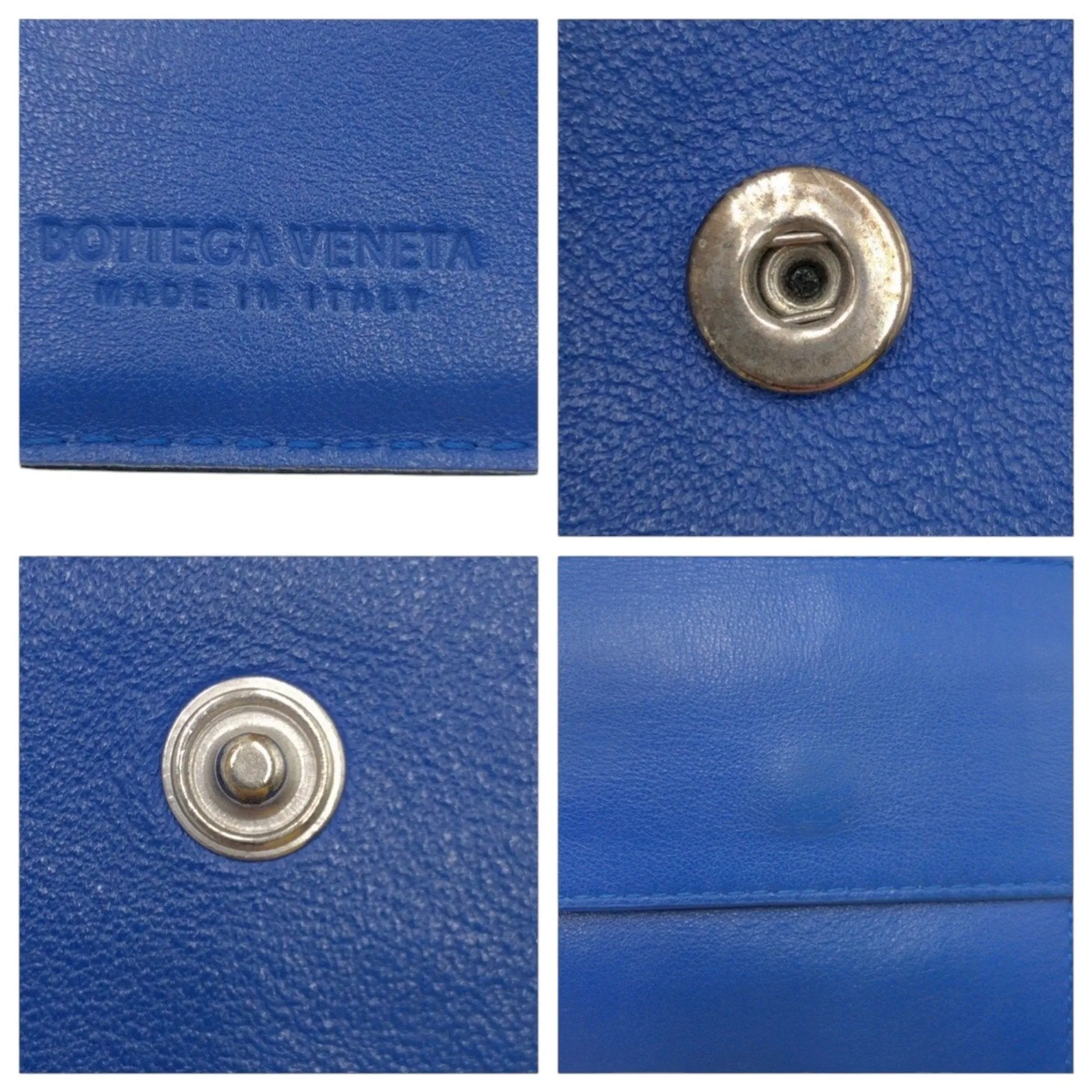 Bottega Veneta Intrecciato blue Leather Wallet (Bi-Fold) (Pre-Owned)
