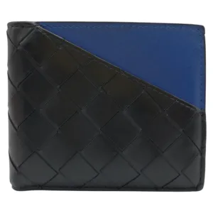 Bottega Veneta Intrecciato blue Leather Wallet (Bi-Fold) (Pre-Owned)