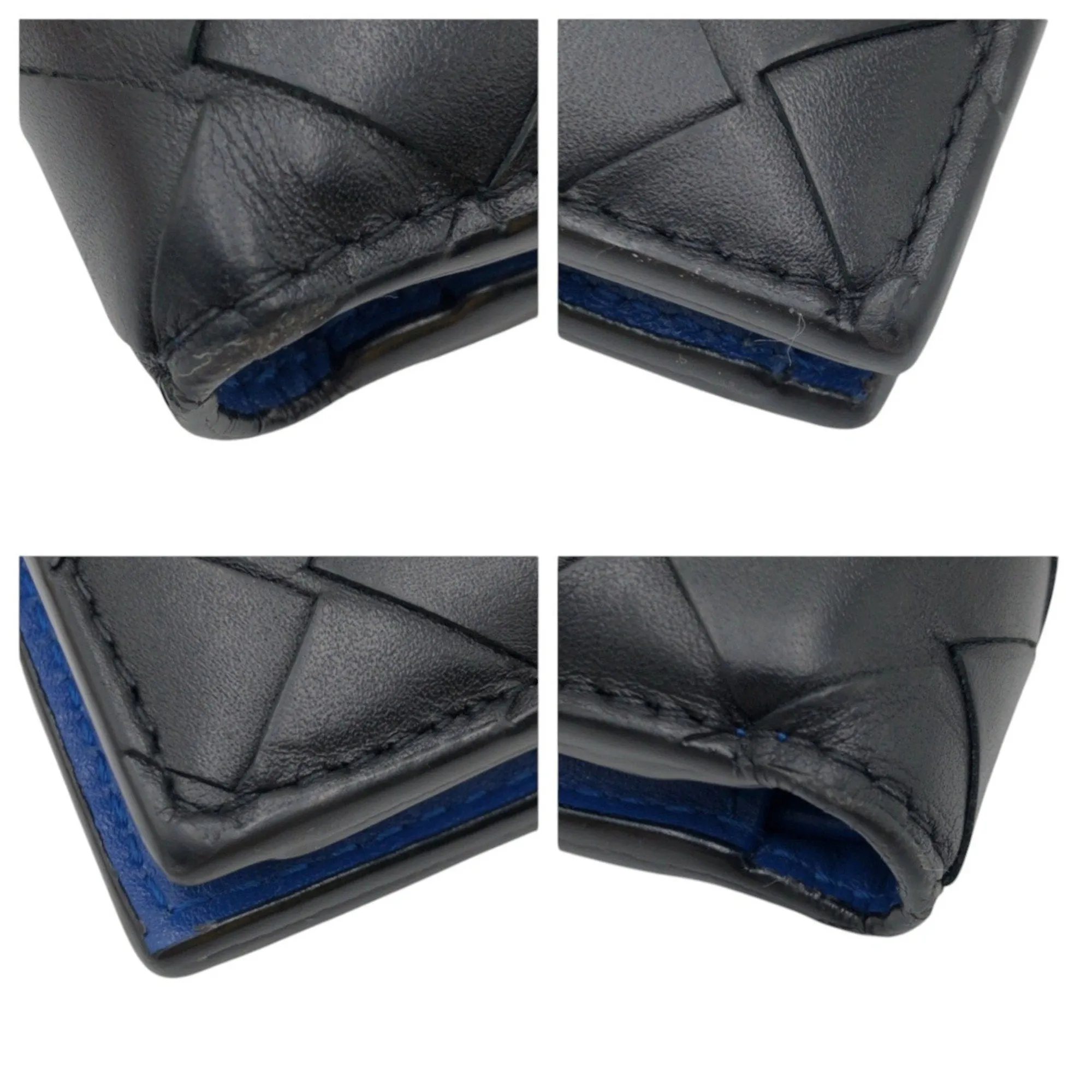 Bottega Veneta Intrecciato blue Leather Wallet (Bi-Fold) (Pre-Owned)