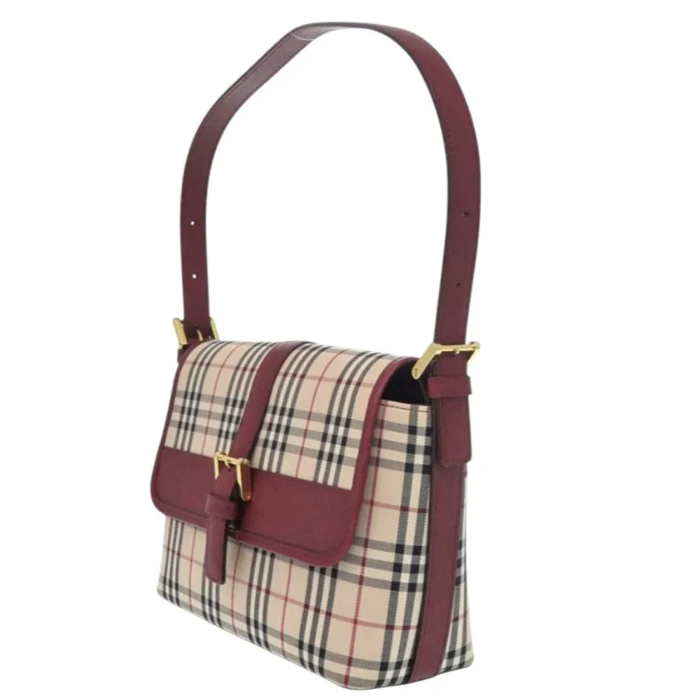 BURBERRY Handbag Canvas, Leather beige One Shoulder Bag Nova Check Women Used