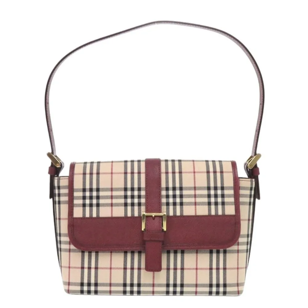 BURBERRY Handbag Canvas, Leather beige One Shoulder Bag Nova Check Women Used