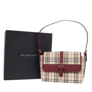 BURBERRY Handbag Canvas, Leather beige One Shoulder Bag Nova Check Women Used