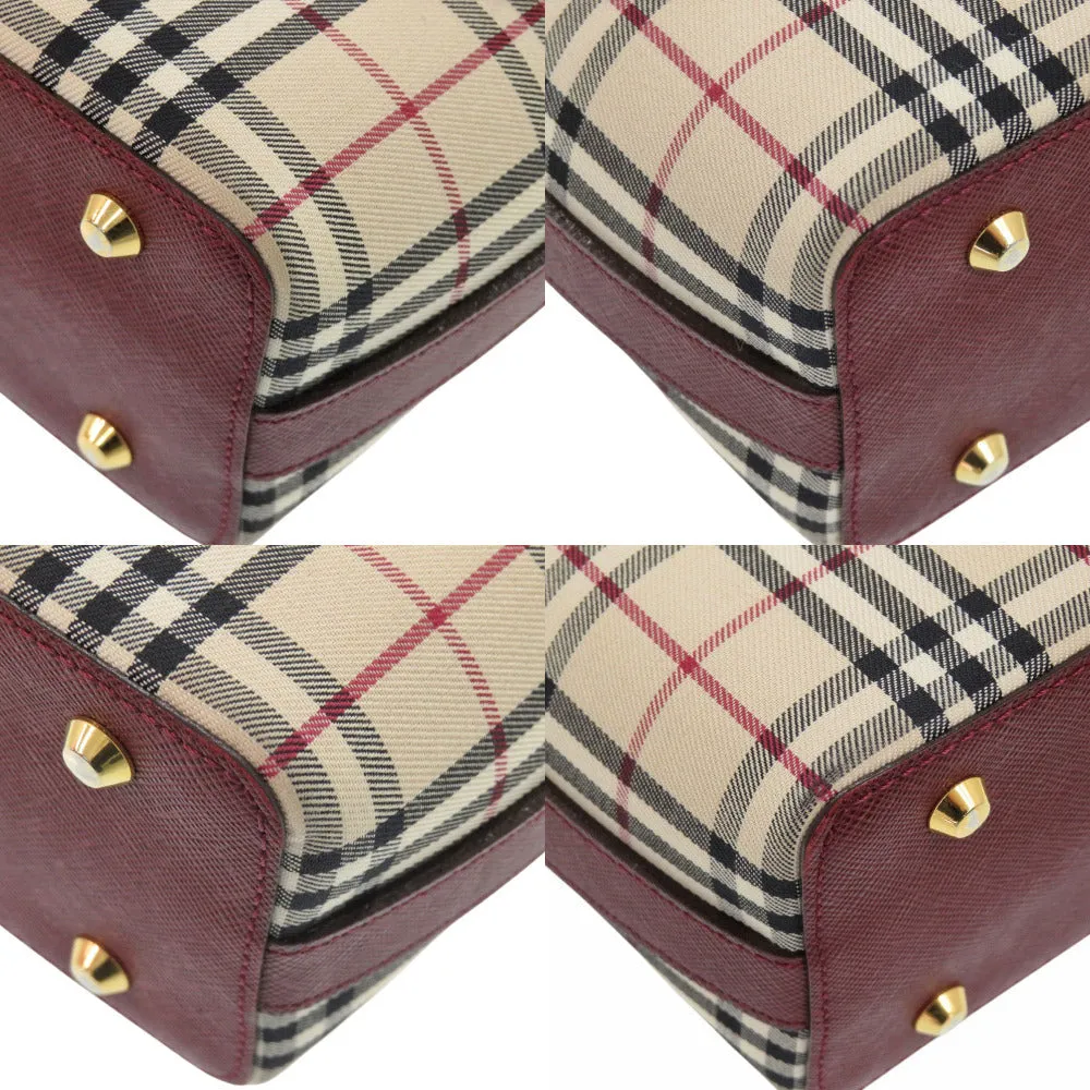 BURBERRY Handbag Canvas, Leather beige One Shoulder Bag Nova Check Women Used