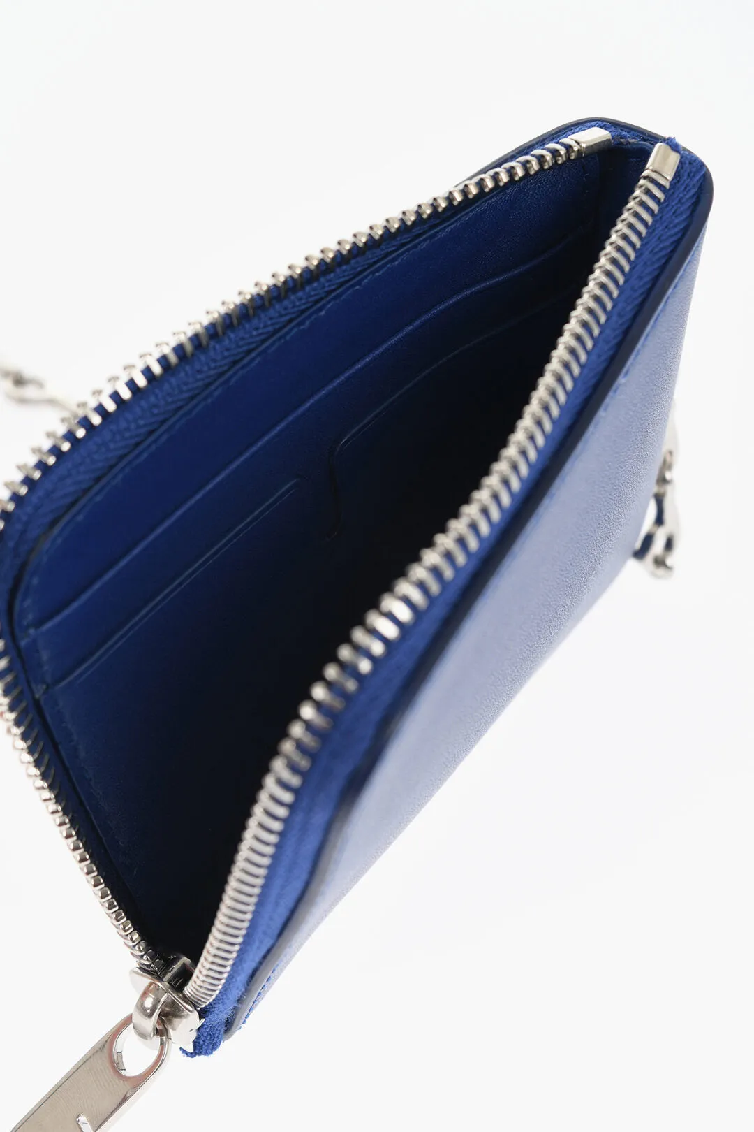 Burberry Leather Wallet With Silver-Tone Chain
