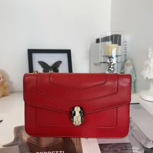 BVLGARI Serpenti Forever Red Leather Shoulder Bag - Preloved