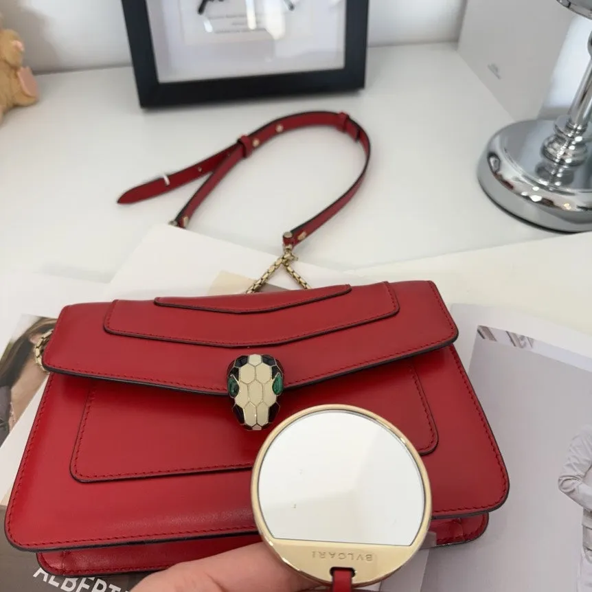 BVLGARI Serpenti Forever Red Leather Shoulder Bag - Preloved