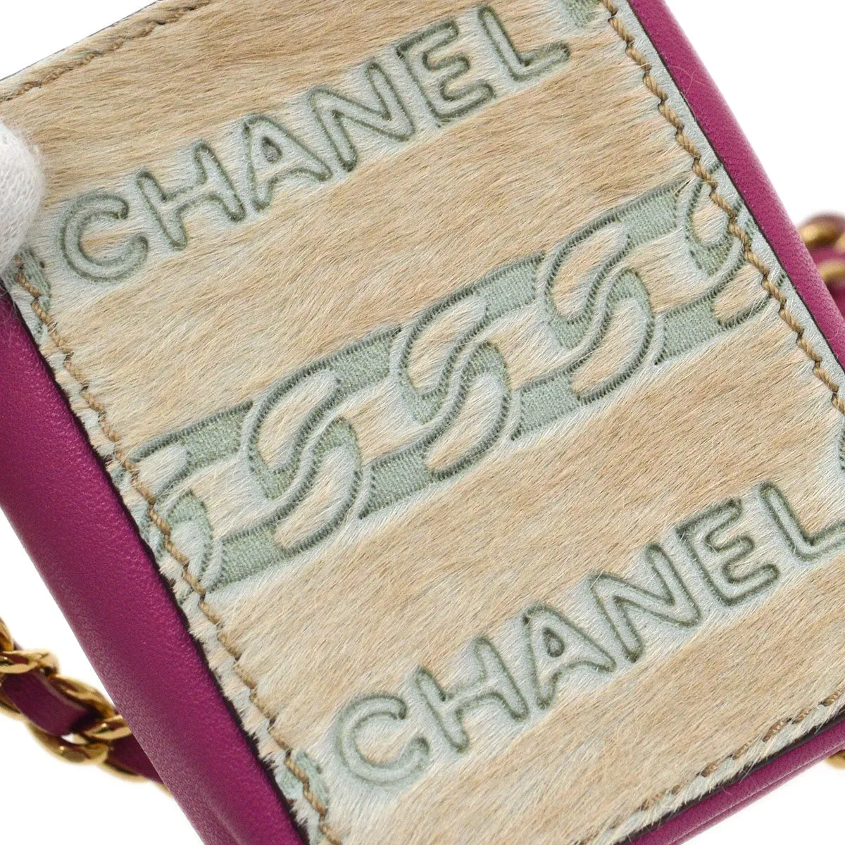 CHANEL 2001 Shoulder Bag Mini Pink Pony Fur
