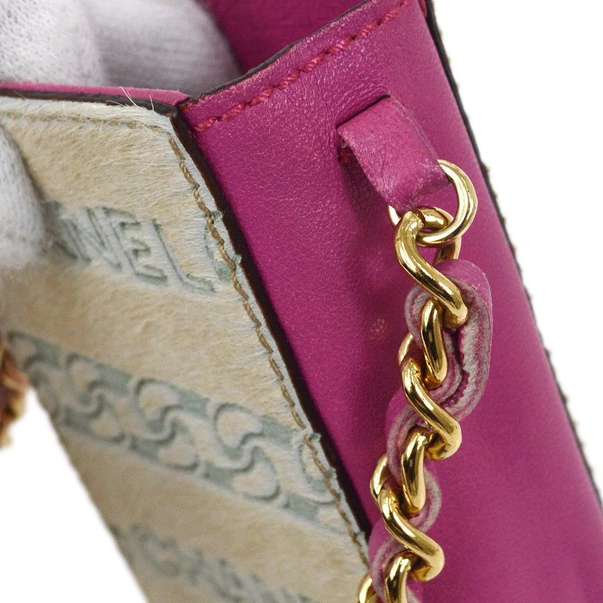 CHANEL 2001 Shoulder Bag Mini Pink Pony Fur