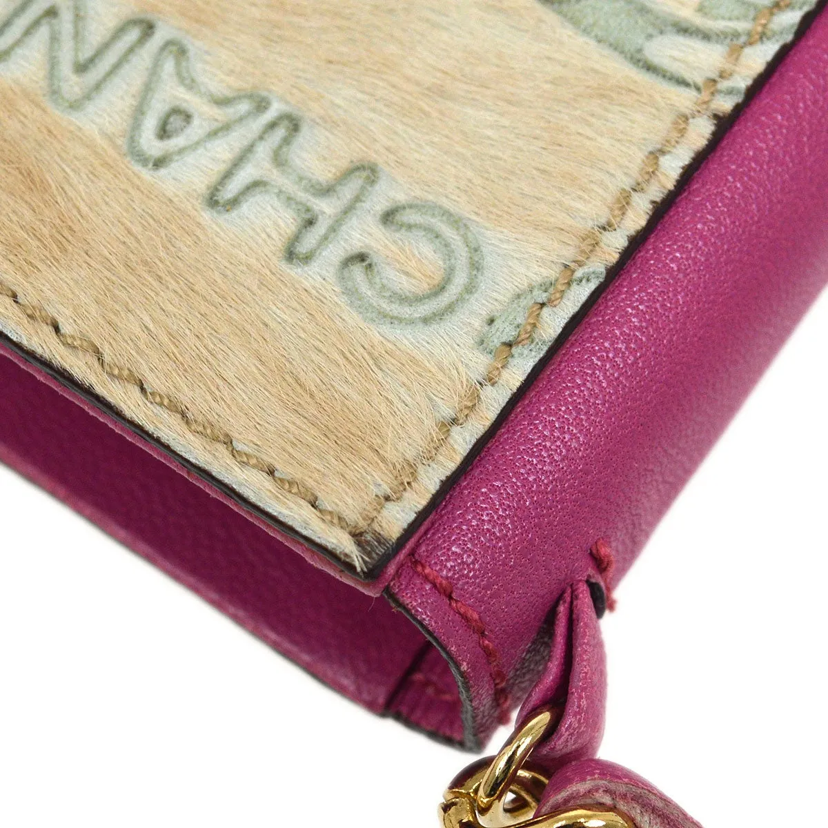 CHANEL 2001 Shoulder Bag Mini Pink Pony Fur