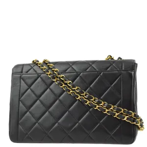 Chanel Black Lambskin Double Chain Shoulder Bag