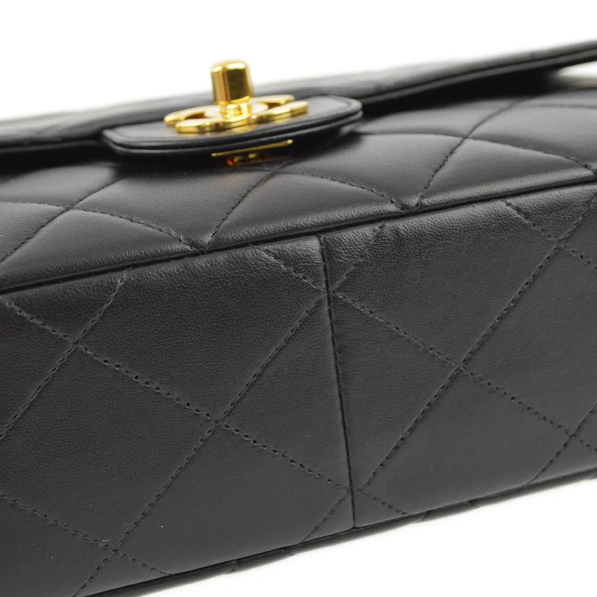 Chanel Black Lambskin Double Chain Shoulder Bag