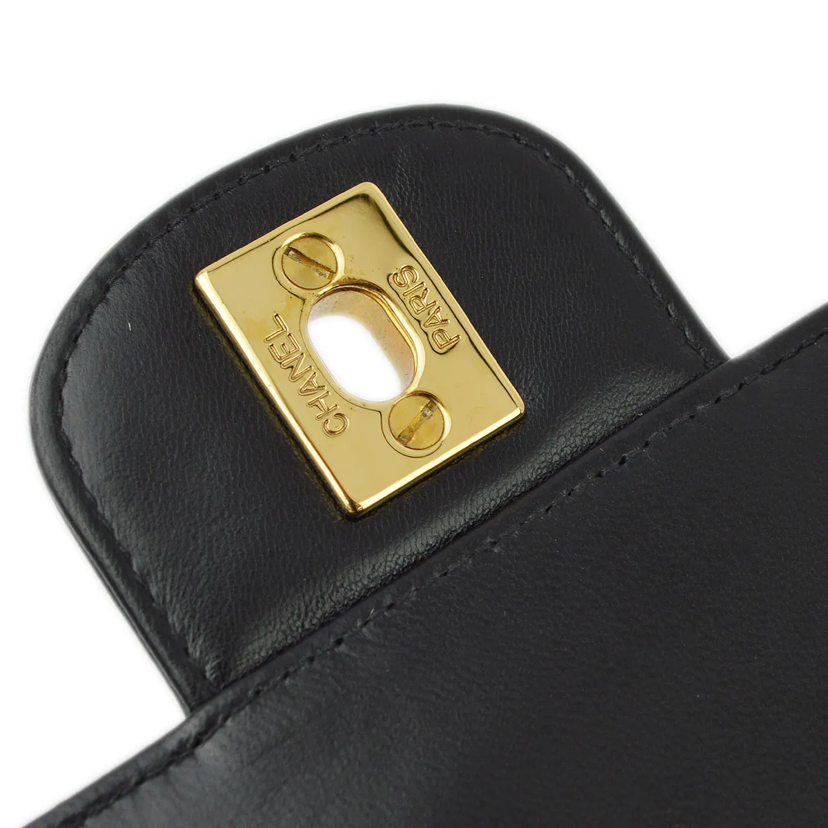 Chanel Black Lambskin Double Chain Shoulder Bag