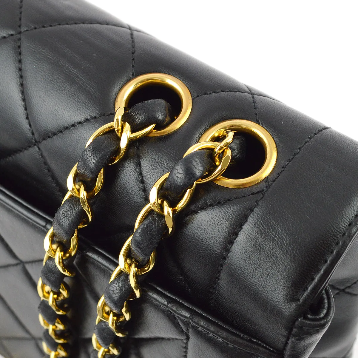Chanel Black Lambskin Double Chain Shoulder Bag