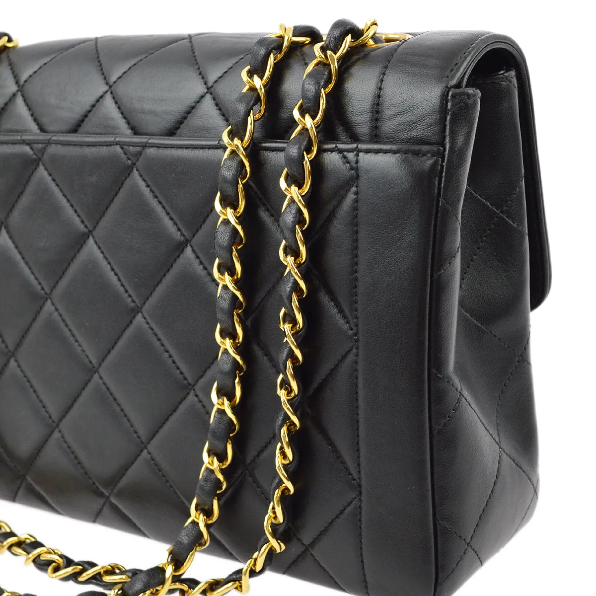 Chanel Black Lambskin Double Chain Shoulder Bag
