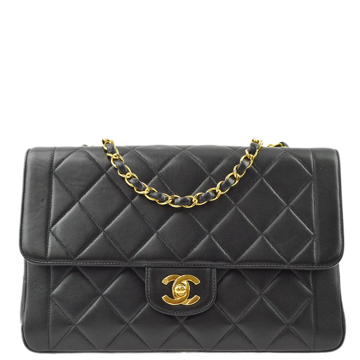 Chanel Black Lambskin Double Chain Shoulder Bag