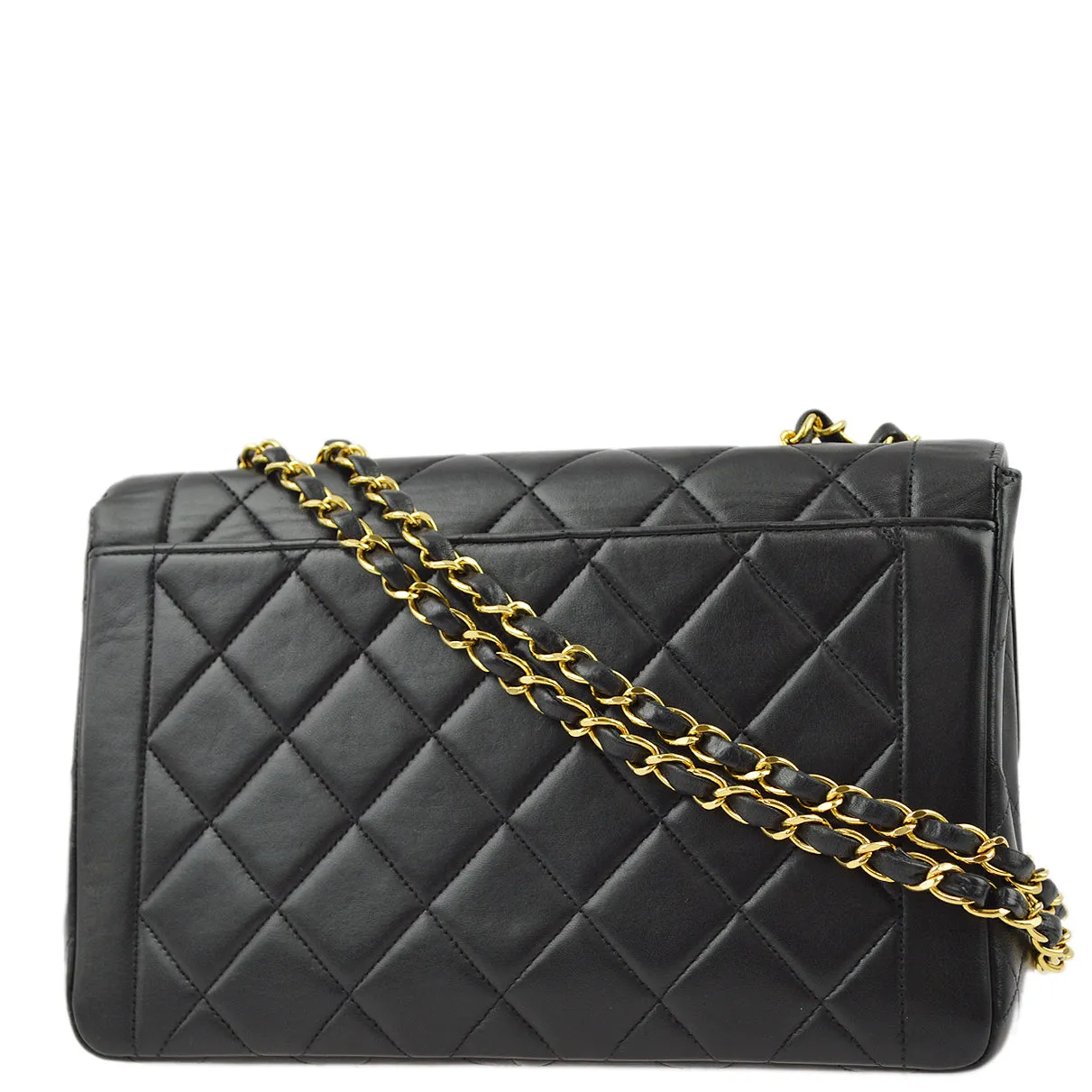 Chanel Black Lambskin Double Chain Shoulder Bag