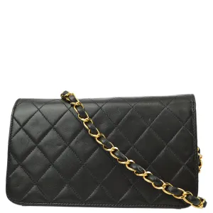 Chanel Black Lambskin Pushlock Mini Full Flap Shoulder Bag