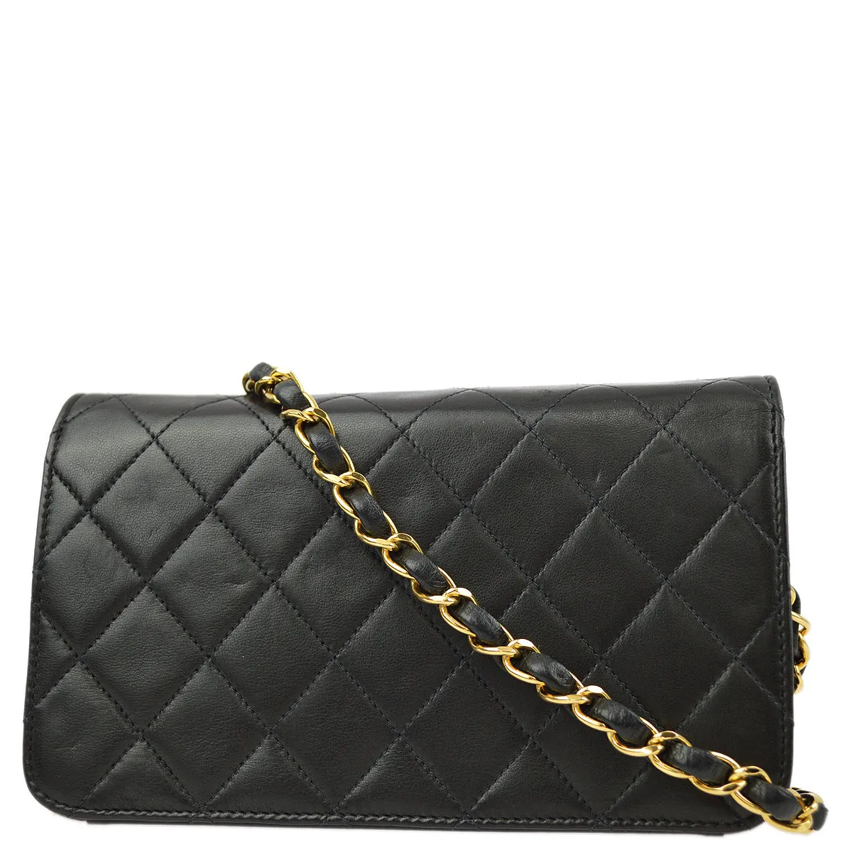Chanel Black Lambskin Pushlock Mini Full Flap Shoulder Bag