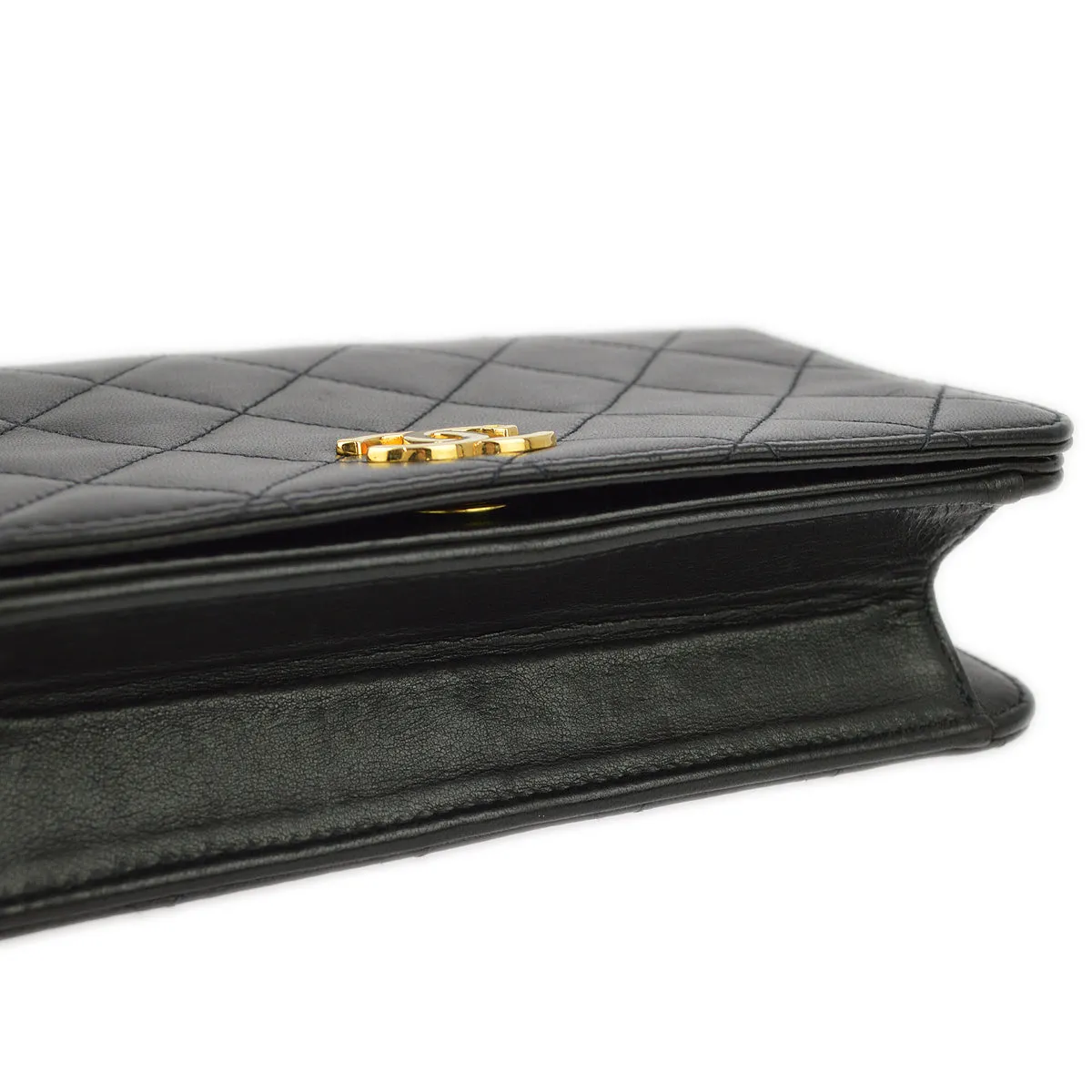 Chanel Black Lambskin Pushlock Mini Full Flap Shoulder Bag