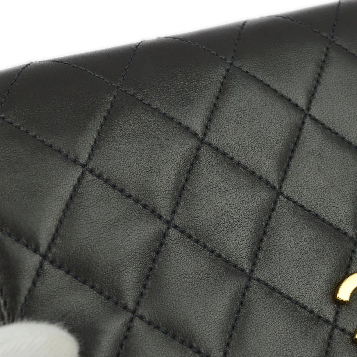 Chanel Black Lambskin Pushlock Mini Full Flap Shoulder Bag
