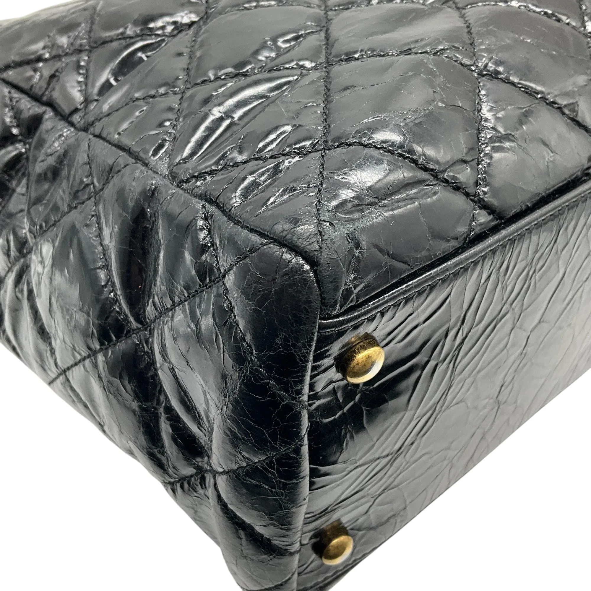 Chanel Black Quilted Glazed Calfskin Tote
