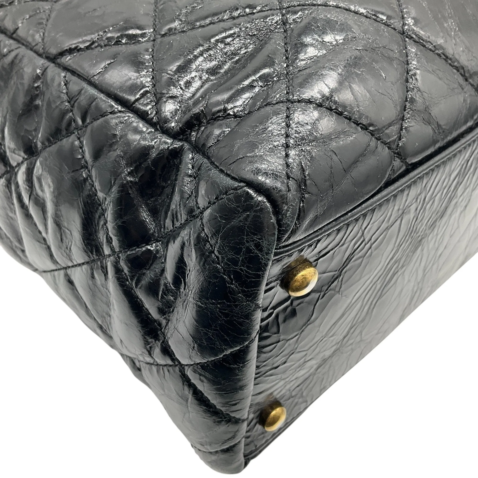 Chanel Black Quilted Glazed Calfskin Tote