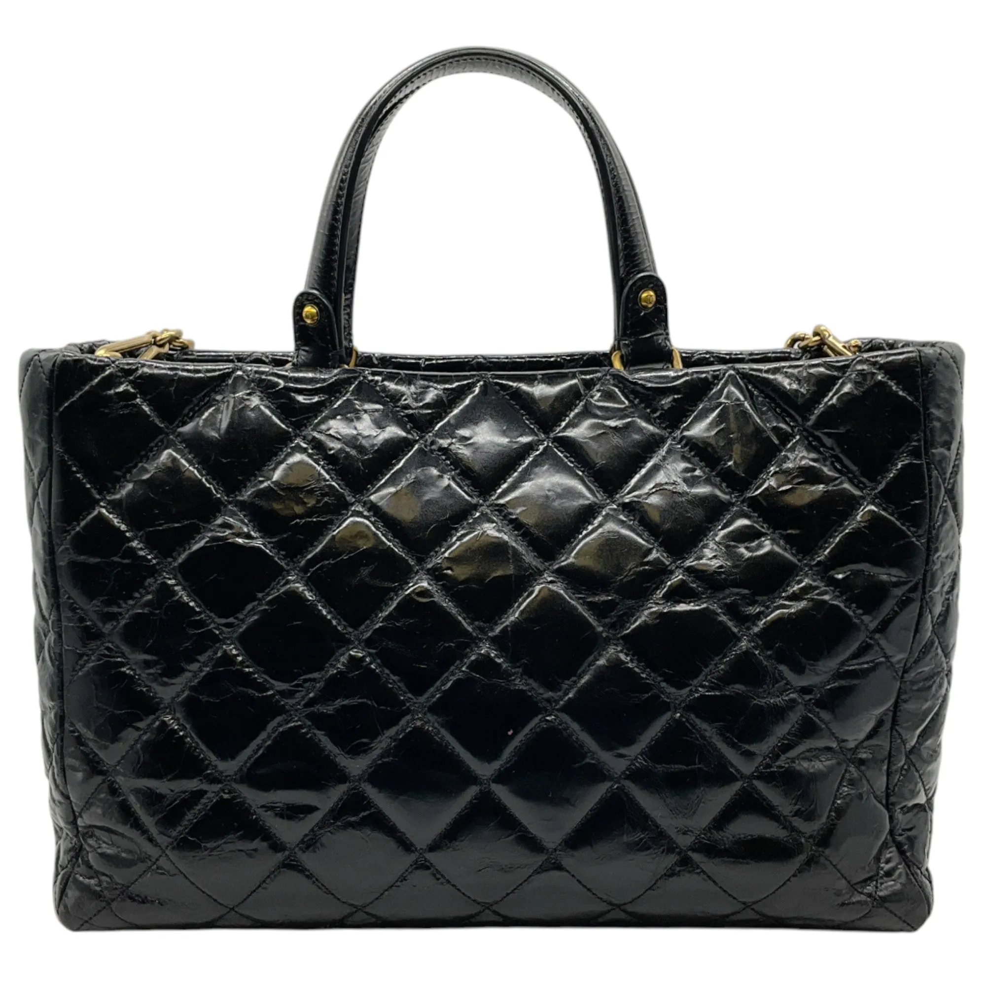 Chanel Black Quilted Glazed Calfskin Tote