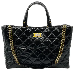 Chanel Black Quilted Glazed Calfskin Tote