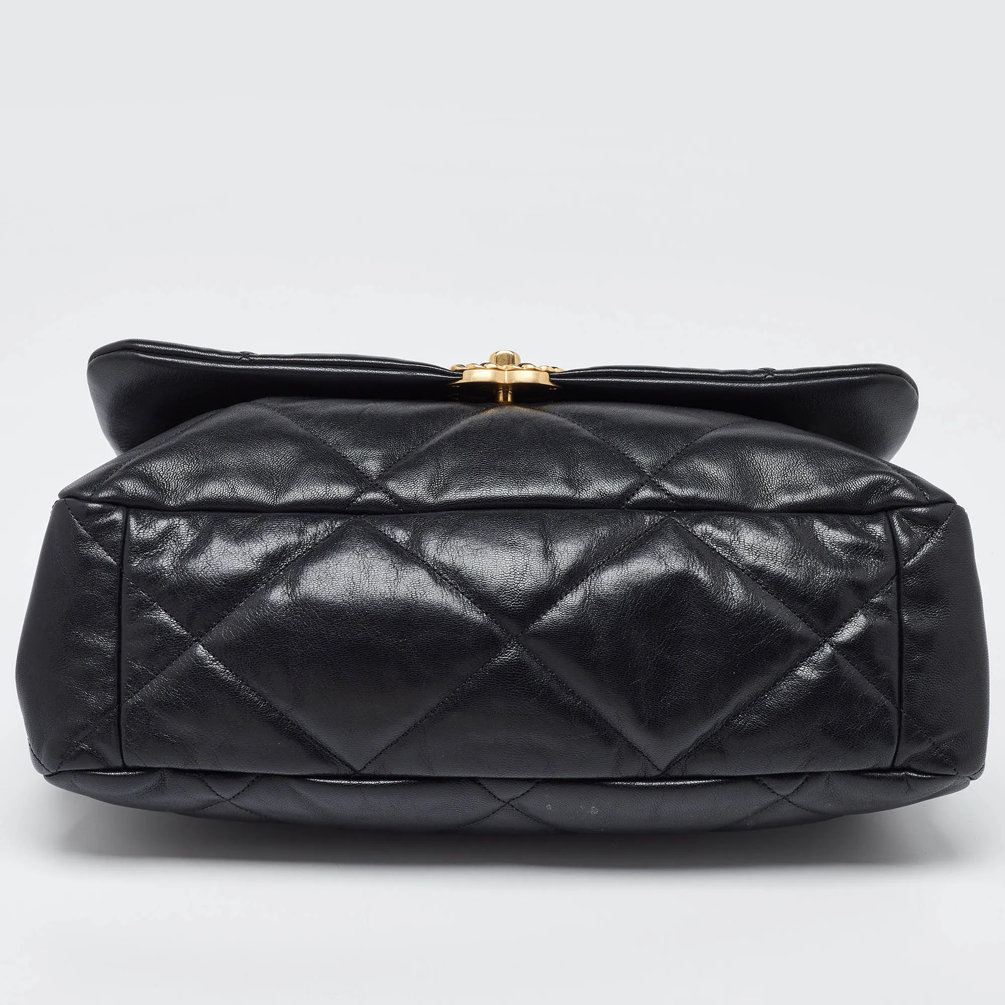 CHANEL Black Quilted Leather Maxi 19 Shoulder Bag