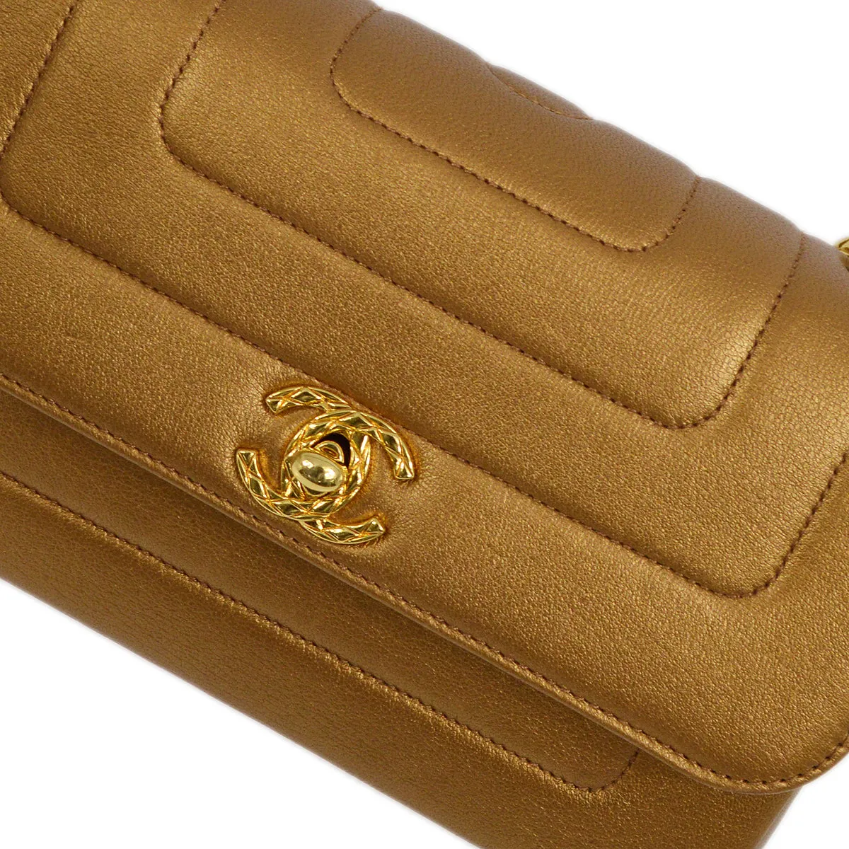 Chanel Bronze Lambskin Straight Flap Chain Shoulder Bag