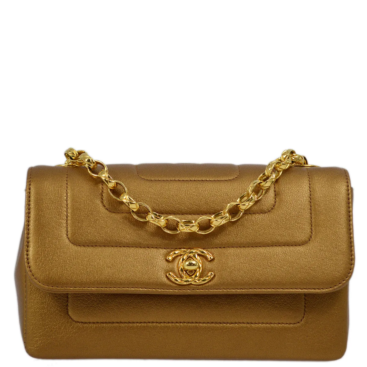 Chanel Bronze Lambskin Straight Flap Chain Shoulder Bag