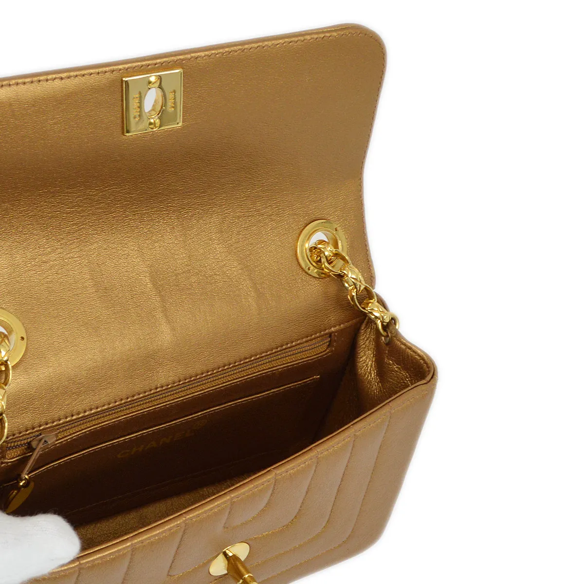Chanel Bronze Lambskin Straight Flap Chain Shoulder Bag