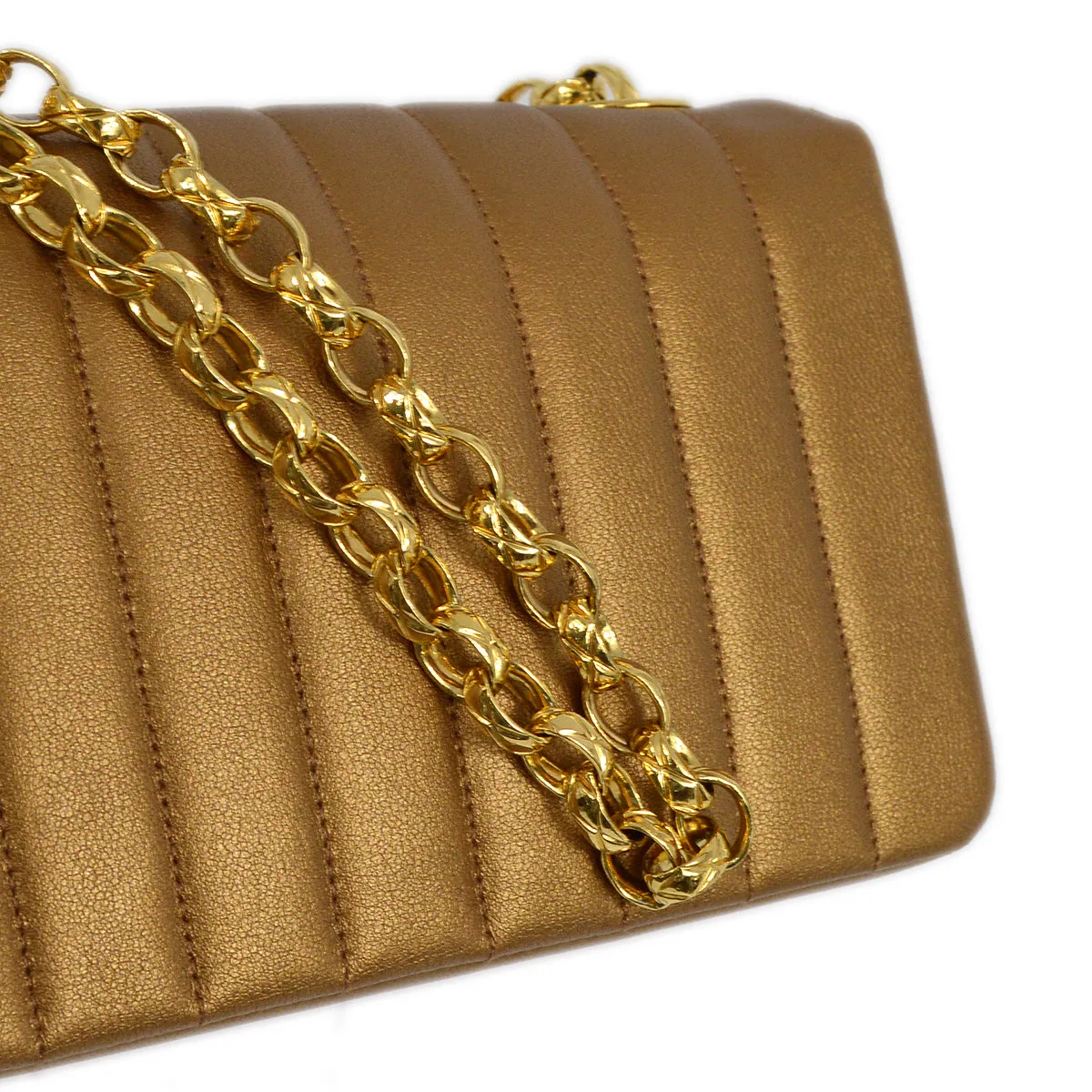 Chanel Bronze Lambskin Straight Flap Chain Shoulder Bag