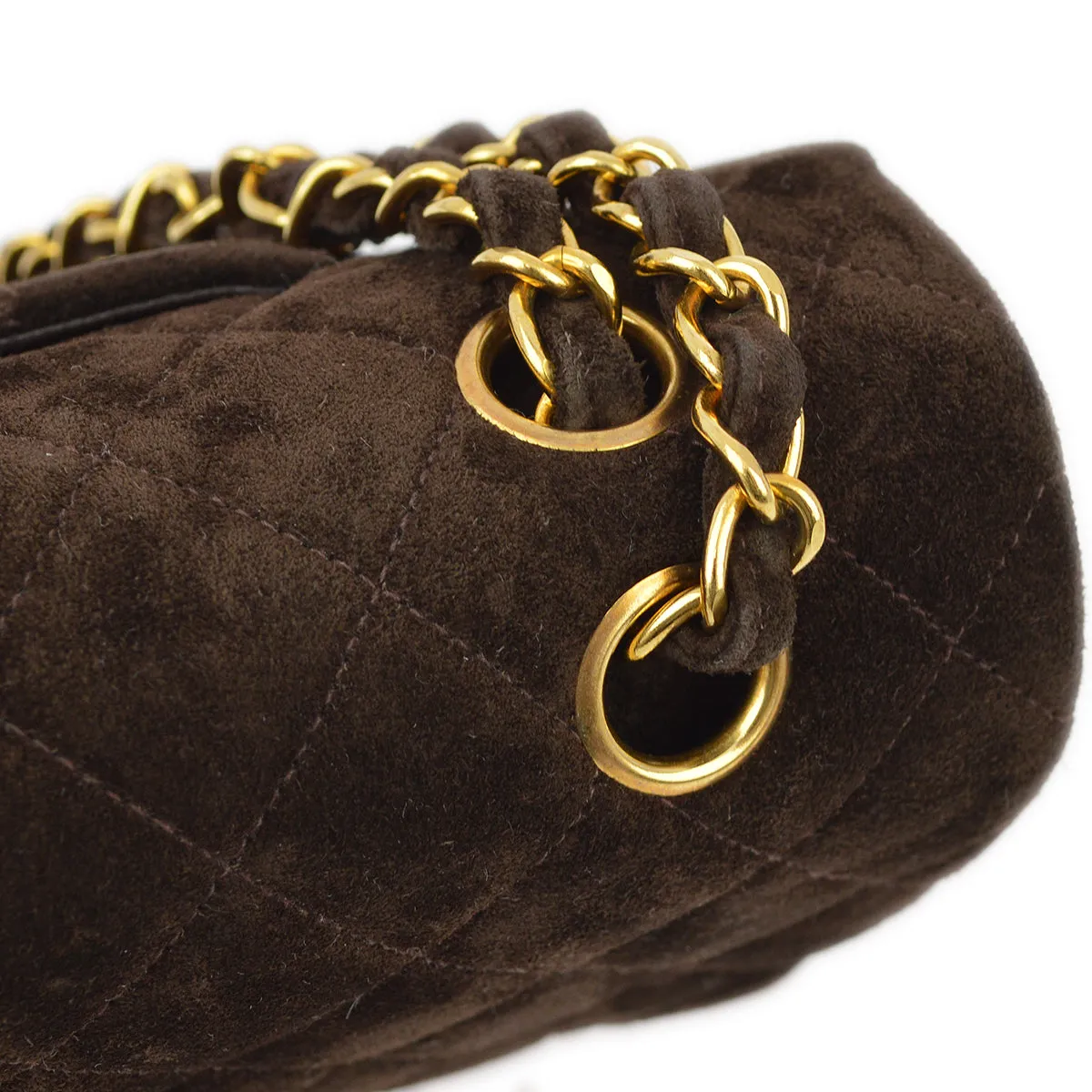Chanel Brown Suede Medium Classic Double Flap Shoulder Bag