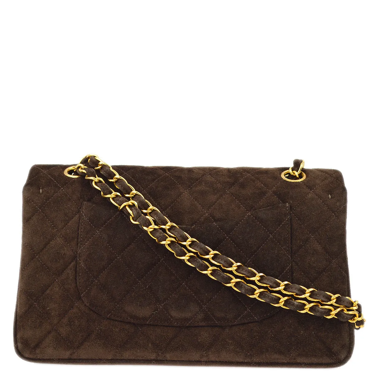 Chanel Brown Suede Medium Classic Double Flap Shoulder Bag