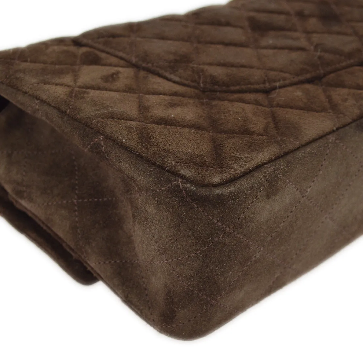 Chanel Brown Suede Medium Classic Double Flap Shoulder Bag