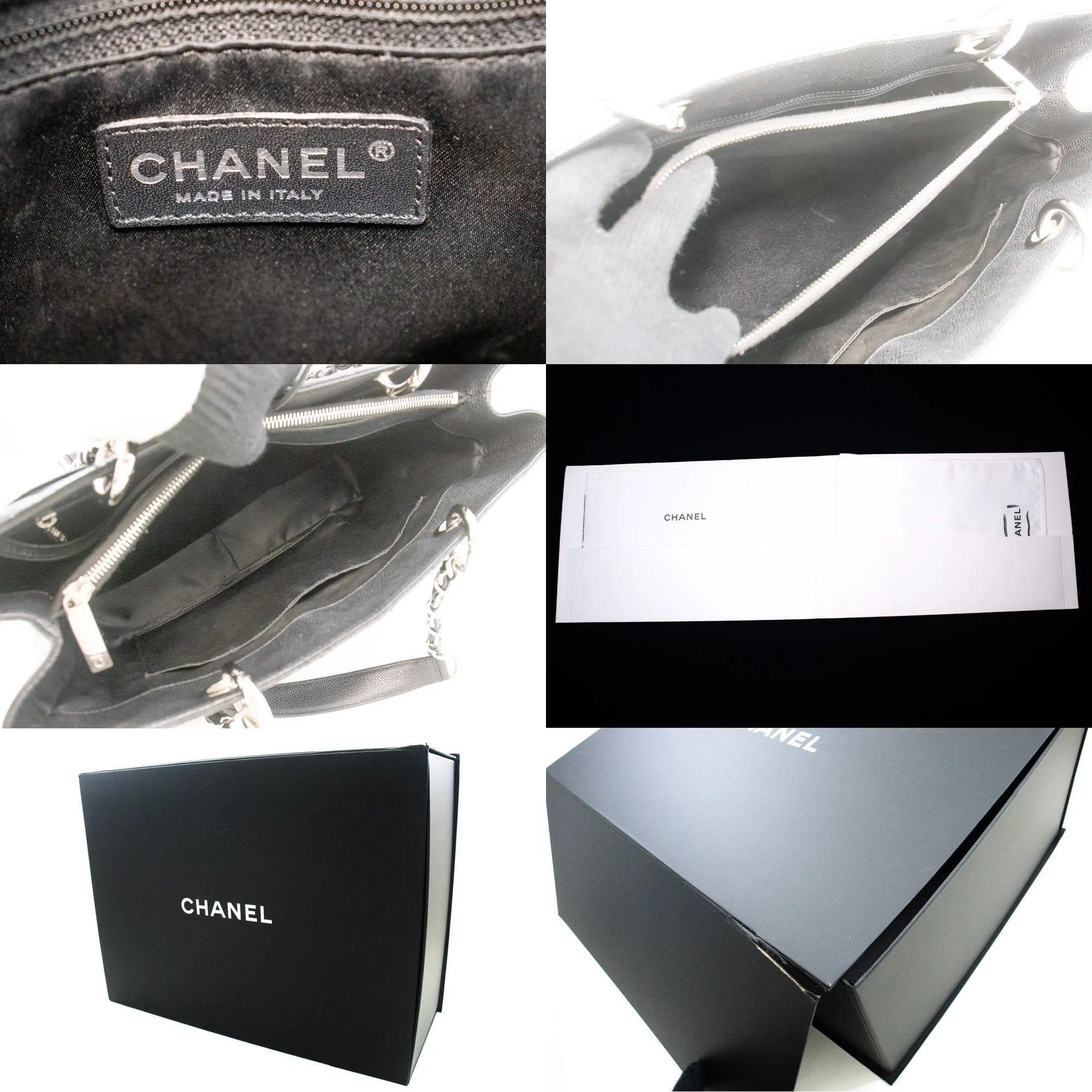 CHANEL Caviar GST 13" Grand Shopping Tote Chain Shoulder Bag Black