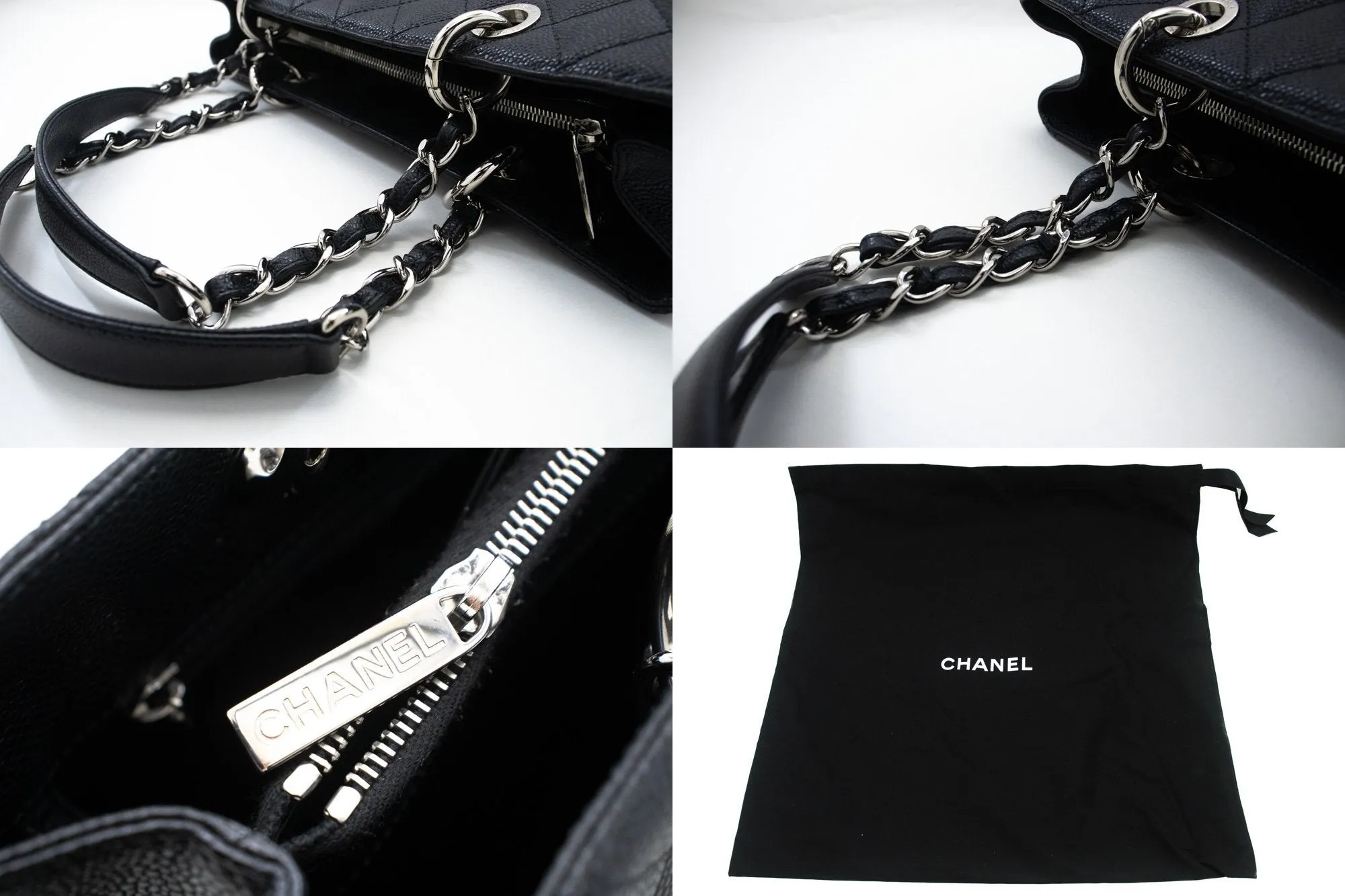 CHANEL Caviar GST 13" Grand Shopping Tote Chain Shoulder Bag Black